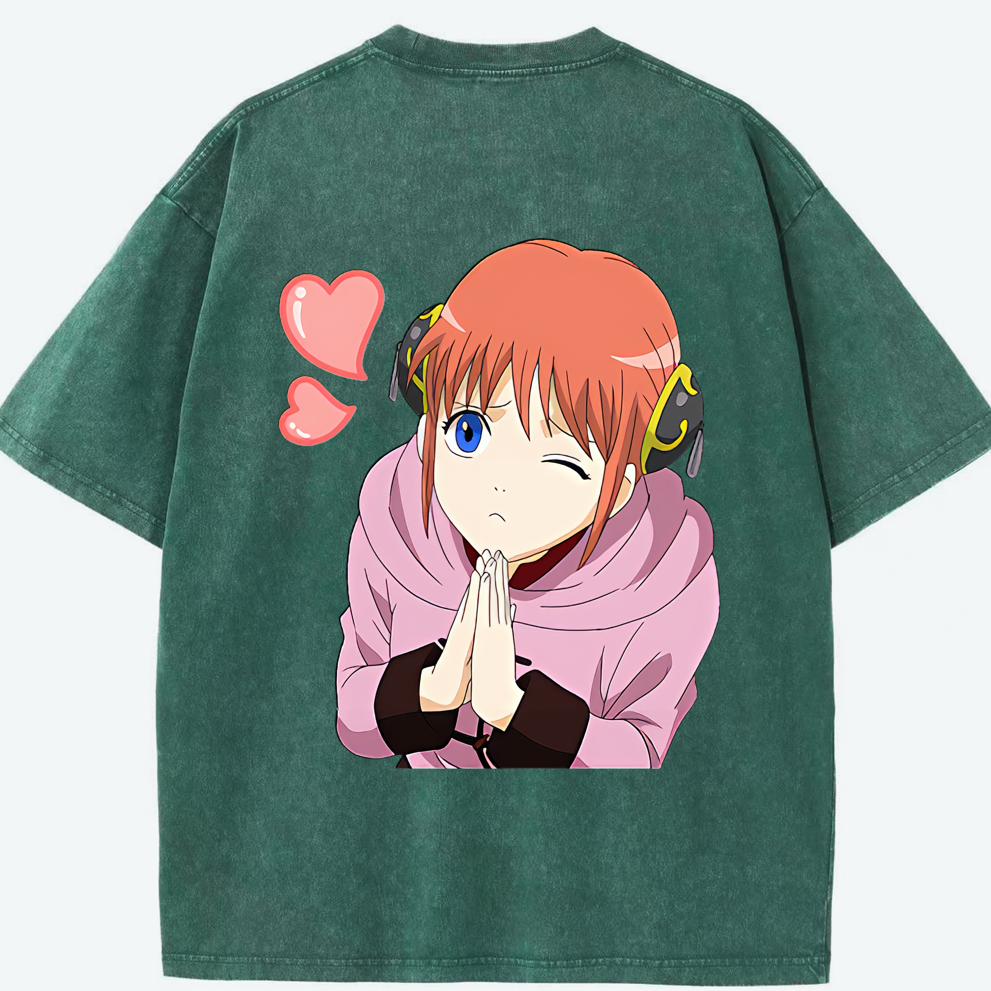（画像用） ぎんたま 坂田銀時（さかたぎんとき） 神楽 志村新八（しむら しんぱち） GINTAMA Sakata Gintoki Kagura Shimura Shinpachi 綿100% ヴィンテージ風 半袖Tシャツ（背面プリント）